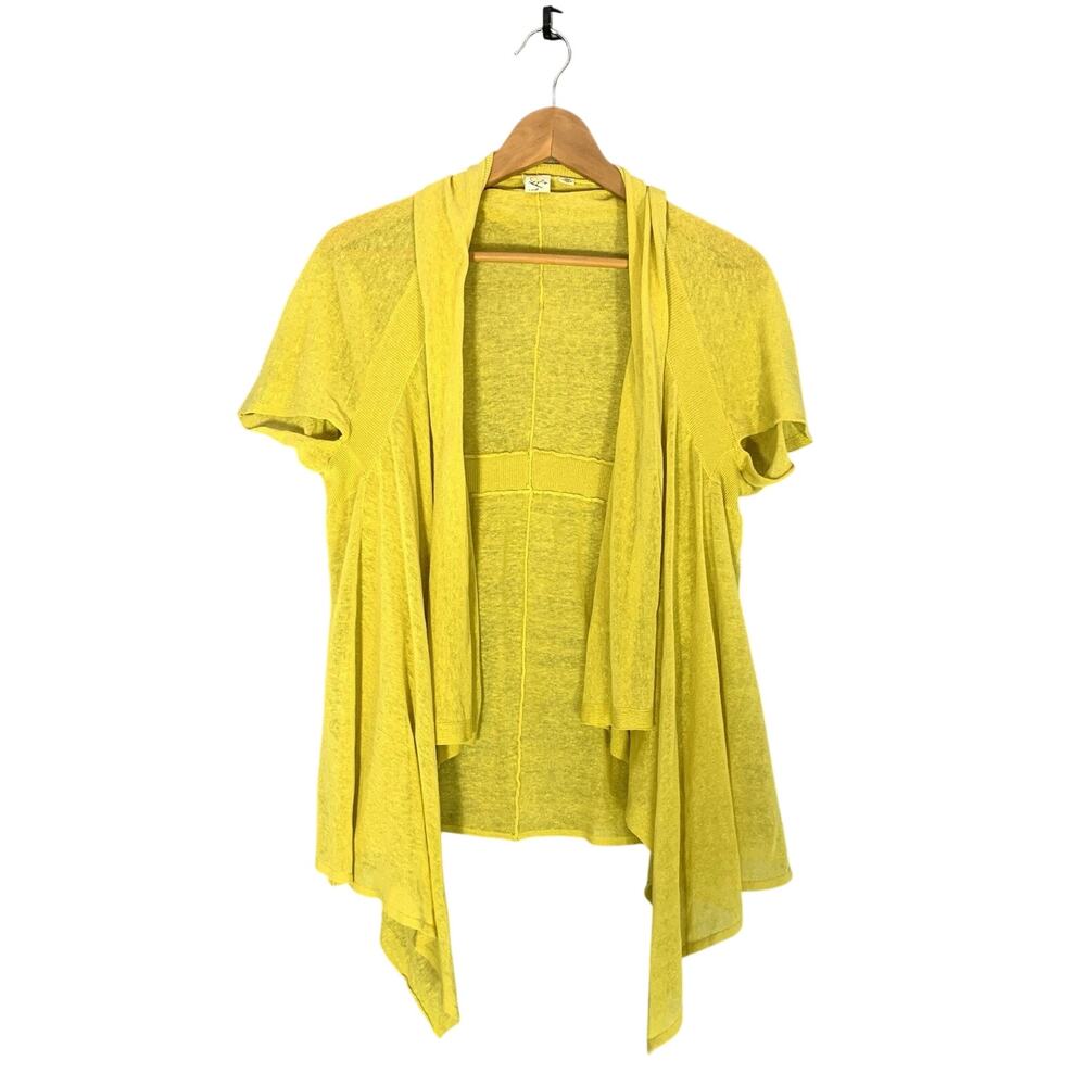 Anthropologie Urban Outfitters Yellow Linen Blend Long Peplum Open Cardigan XS/S
